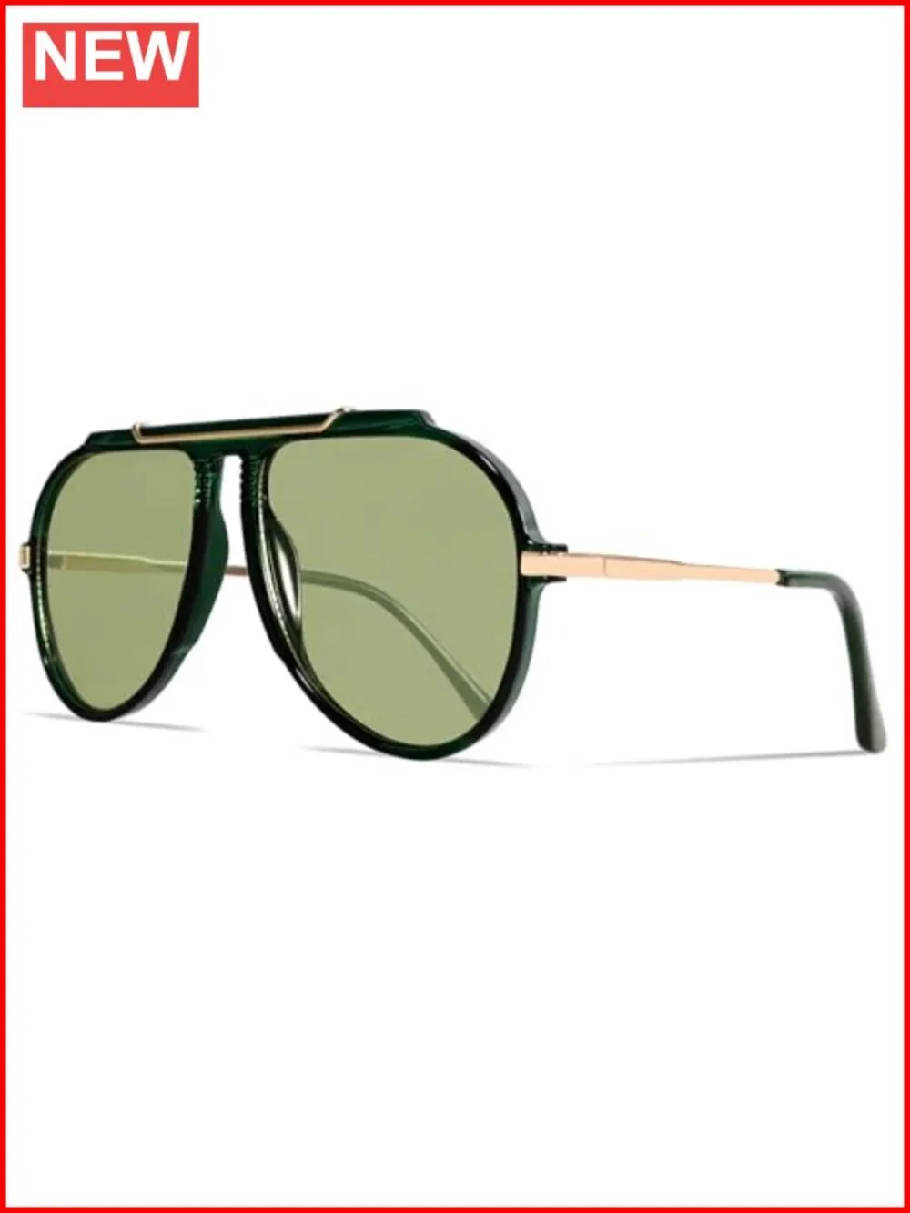 Oversized Retro Aviator Sunglasses UV400 Protection Gold Metal Accent